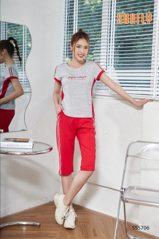 Bộ thể thao cotton sunfly áo cộc quần ngố SS5706