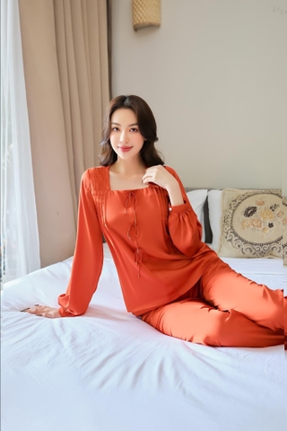 Bộ Lytrendy ,Lụa trơn -Qdài áo tay dài  BN436