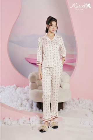 Bộ KAROLL ,QD ,áo tay dài, Lụa LUXURY ,NH23.069