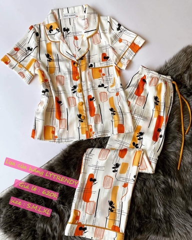 bộ lụa lytrendy tay cộc quần dài BN45