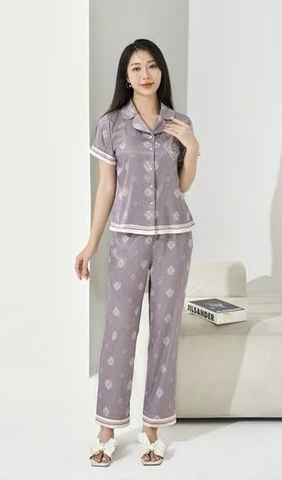 Bộ Sunfly pijama lụa satin tay cộc q.dài ST9201