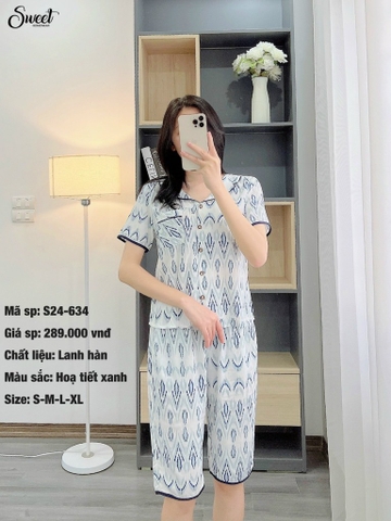 Bộ Sweet lanh áo cộc q.ngố S24-634