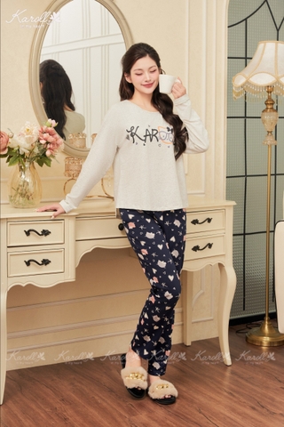 Bộ karoll thu đông, cotton MÈO  - DK 39.23