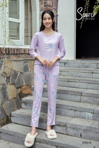 Bộ Sunfly  cotton quần dài áo tay lỡ ST8918
