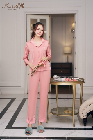 Bộ karoll thu đông lụa trơn   - NH23.061