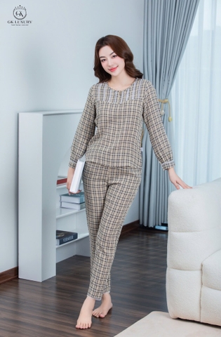 Bộ GK kẻ dài tay cổ ren - GK64