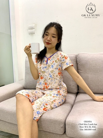 Bộ GK lanh lụa cộc ngố hoa nhí GK105A