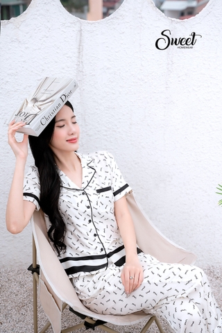 Bộ pizama lụa YSL ,quần dài,cộc tay S24-208