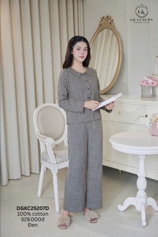 Bộ GK cotton kẻ caro dài -  GK25207