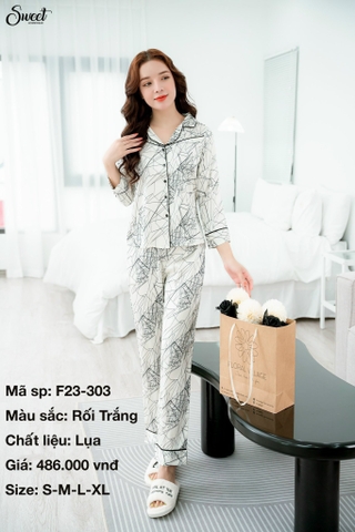 Bộ Sweet lụa rối, QD áo tay dài F23-303