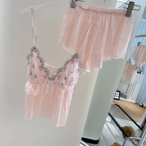 bộ váy ngủ hồng 58113