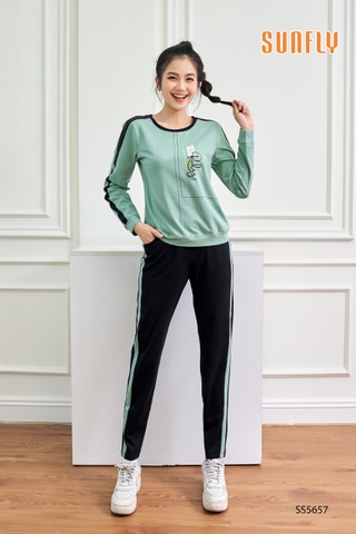 Bộ thể Thao cotton áo dài quần dài SS5657