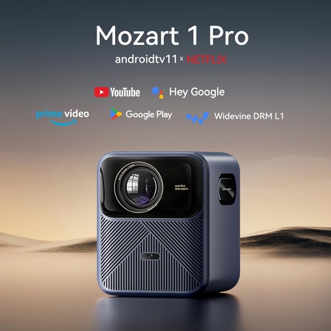 Máy Chiếu Wanbo Mozart 1 Pro Android TV 11.0 Google Assistant Netflix 1080P DRM L1 -Hàng Phân Phối Chính Hãng