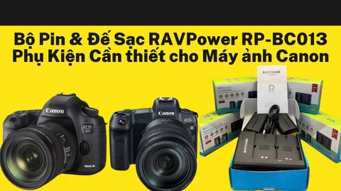 Bộ Pin & Đế Sạc RAVPower RP-BC013 Phụ Kiện Cần thiết cho Máy ảnh Canon