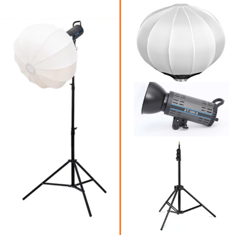 Combo đèn Studio ET-300S + Chân đèn + Softbox cầu 65cm