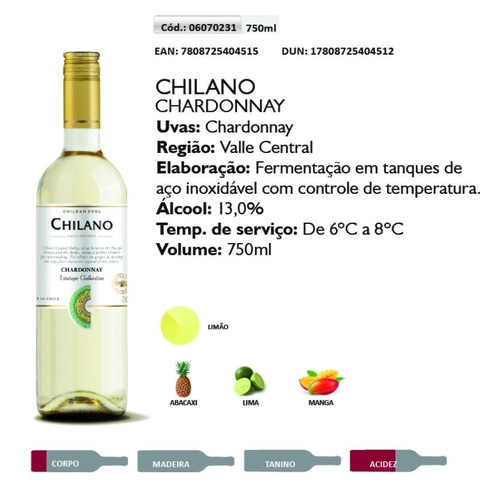 Rượu vang Chilano Chardonnay 2021