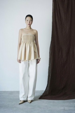 CURVED-LEG PANTS