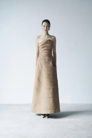 PANELED STRAPLESS DRESS