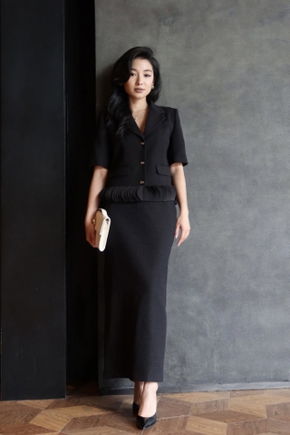 BODYCON MIDI SKIRT - Blazer Oval Black