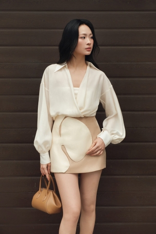 DRAPED TWIST SHIRT - Mini Skirt