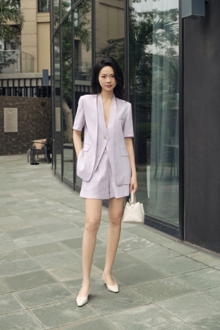 Lapel short sleeved blazer