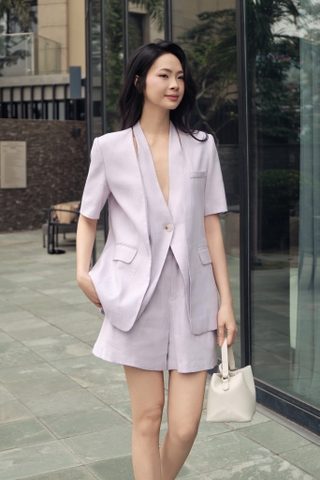 Pleated short pants Mix Lapel