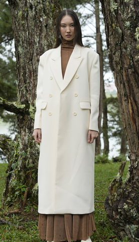 Double - breasted tweed coat