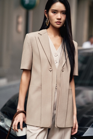 Twill short-sleeved blazer - Pre Order