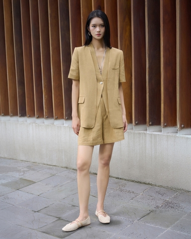 Lapel short sleeved blazer