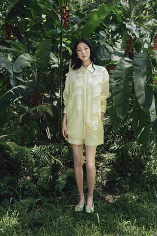 Pleated short pants - Yellow