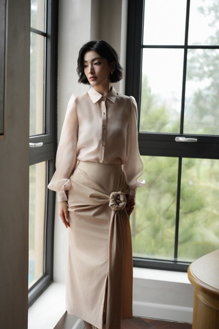 Puff Sleeve Organza Shirt