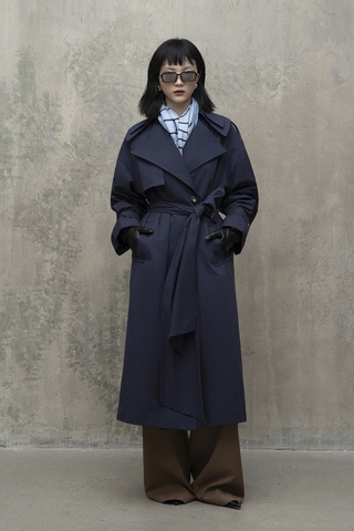 LAYERED LAPEL TRENCH COAT