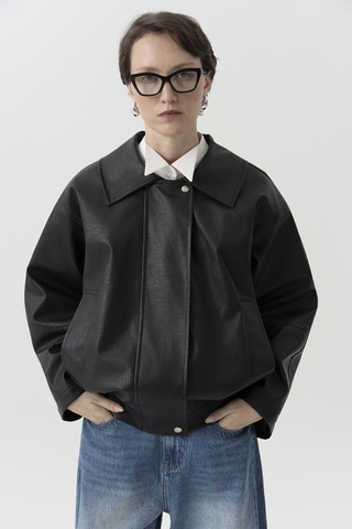OVERSIZED LEATHER BOMBER JACKET