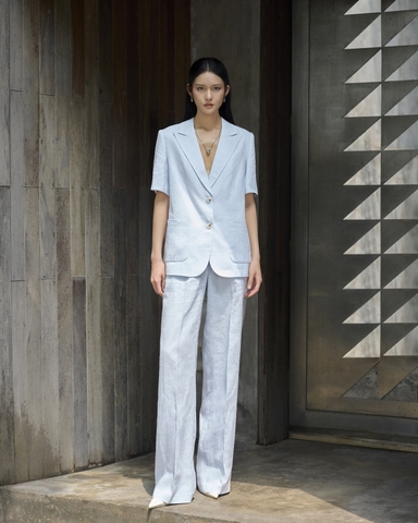 Linen Straight Pants - Peony Blazer