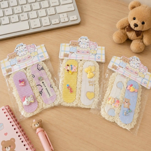 Set 2 dán mái charm thú viền ren