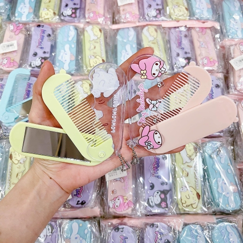 Gương lược gấp cầm tay cute