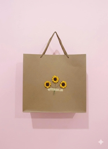 Túi quà kraft hoa KN2 33x27x11cm