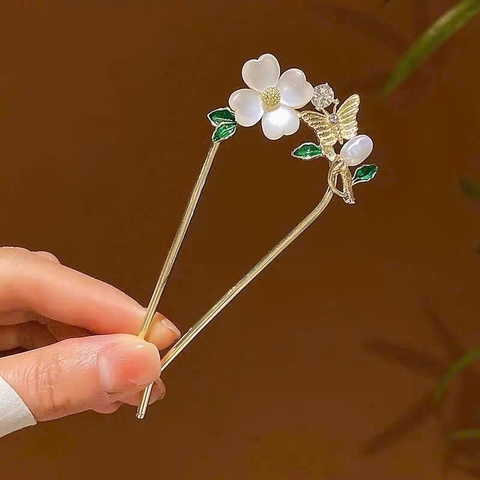 Trâm cài tóc chữ U hoa bướm