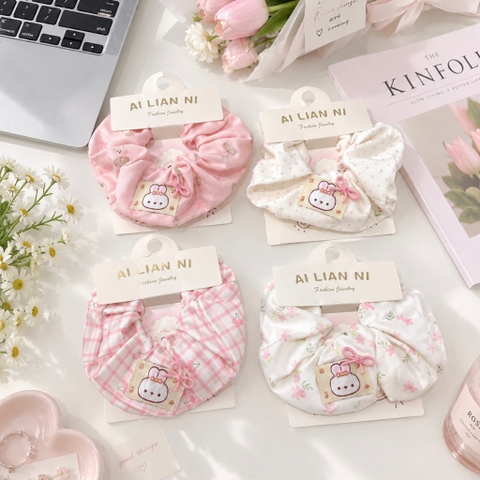 Scrunchies nơ hồng Ai Lian Ni