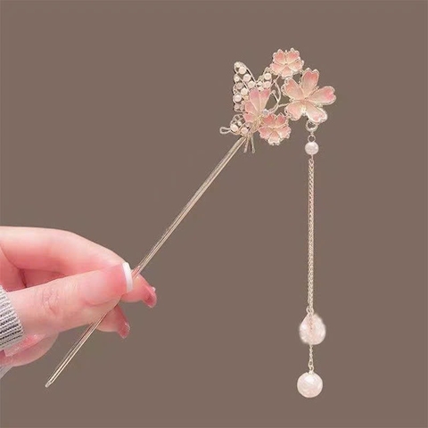 Trâm cài tóc hoa bướm hồng