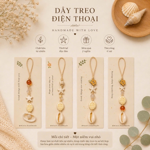 Dây treo điện thoại sò ốc handmade