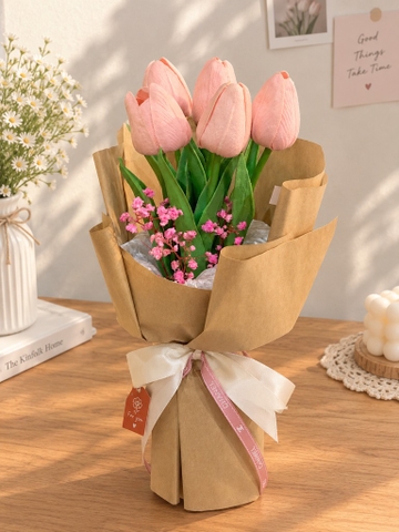 Bó hoa 5 bông tulip cốt tròn