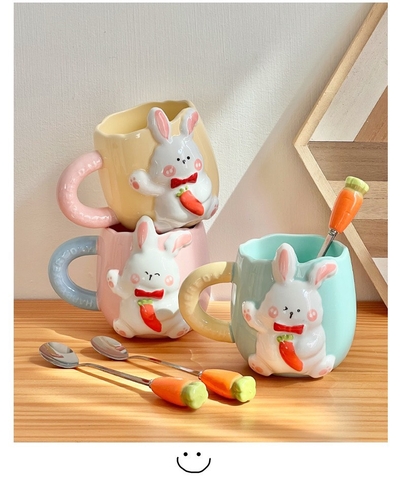 Ly cốc sứ thỏ handmade
