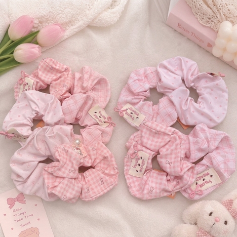 Set 2 scrunchies nơ hồng