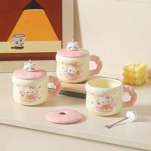 Ly cốc sứ Kitty hồng