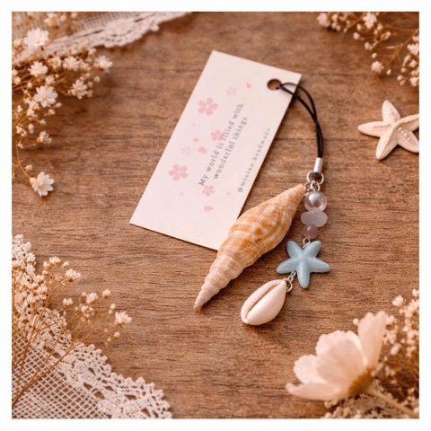 Dây treo điện thoại dây đôi, ốc, sao biển