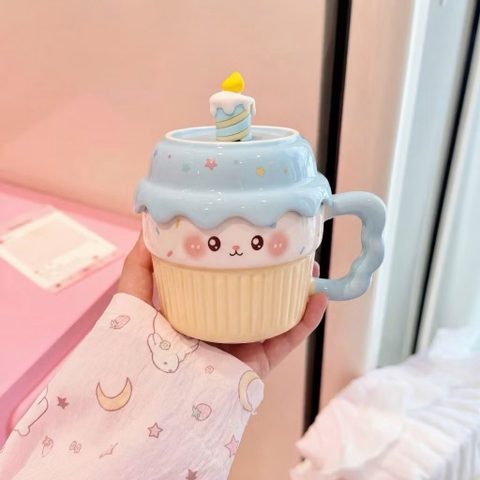 Ly cốc sứ nắp sóng ngọn nến
