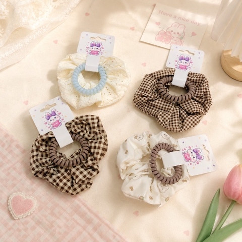 Set 2 cột tóc ren lỗ mix lò xo