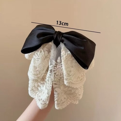 Kẹp 6 răng nơ lụa ren