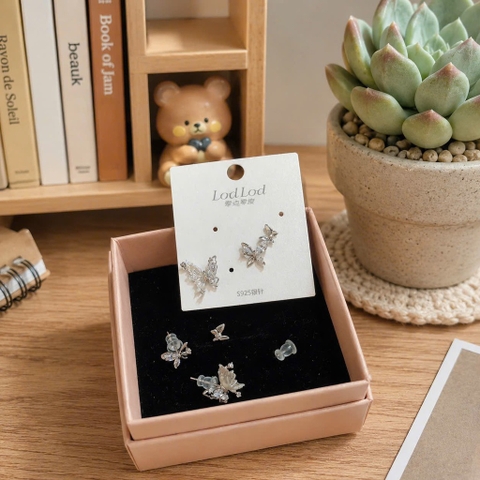 Set 3 đôi bông tai xi 925 bướm 068MH